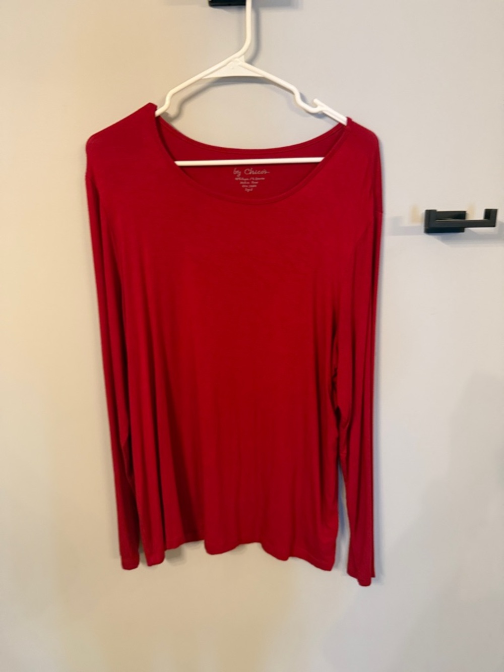 Chico's Bright Red Long Sleeve Crew Neck Top